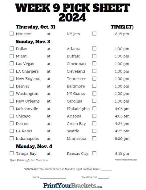 nfl betting lines week 9